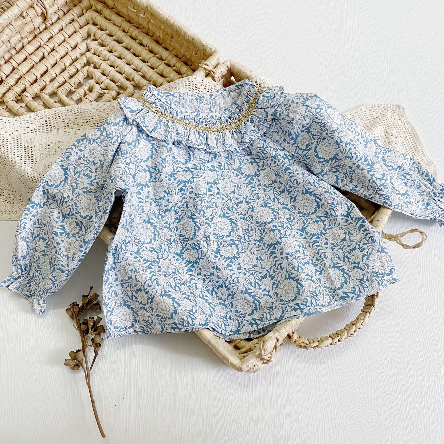 -キッズ フラワー 長袖ブラウス トップス - mamahalo shop - 長袖シャツ・ブラウス -  べビー服 - 子供服 - 男の子 - 女の子