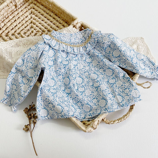 -キッズ フラワー 長袖ブラウス トップス - mamahalo shop - 長袖シャツ・ブラウス -  べビー服 - 子供服 - 男の子 - 女の子