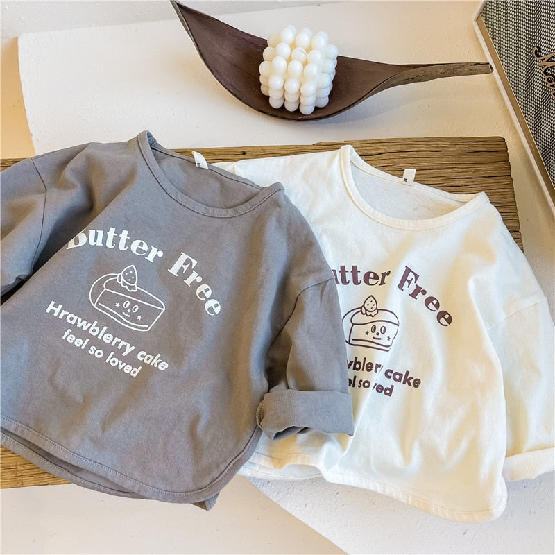 -キッズ ショートケーキ Tシャツ - mamahalo shop - 長袖Tシャツ -  べビー服 - 子供服 - 男の子 - 女の子