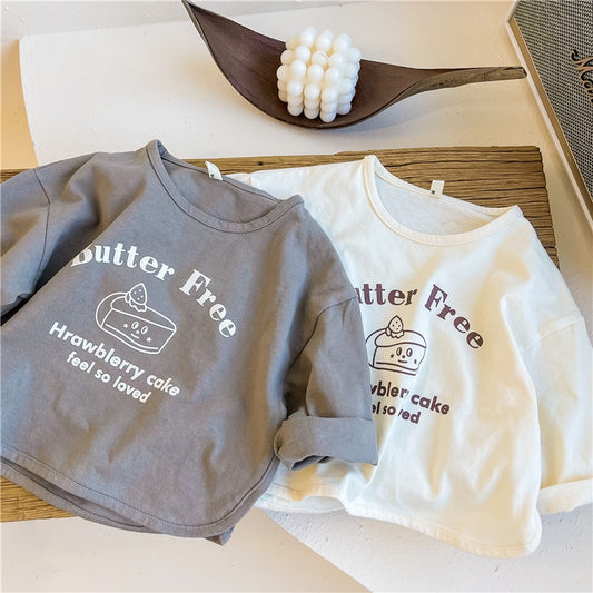 -キッズ ショートケーキ Tシャツ - mamahalo shop - 長袖Tシャツ -  べビー服 - 子供服 - 男の子 - 女の子