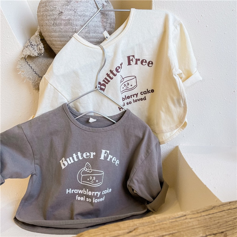 -キッズ ショートケーキ Tシャツ - mamahalo shop - 長袖Tシャツ -  べビー服 - 子供服 - 男の子 - 女の子