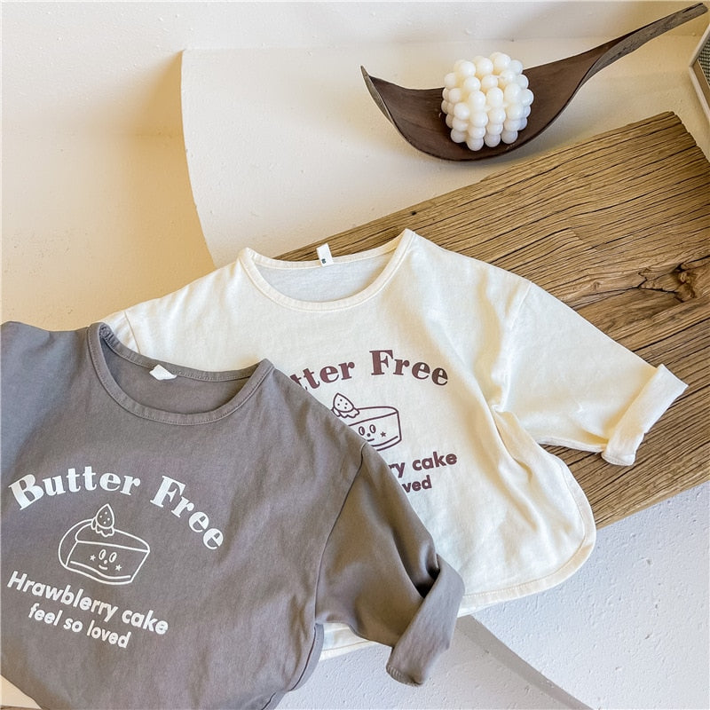 -キッズ ショートケーキ Tシャツ - mamahalo shop - 長袖Tシャツ -  べビー服 - 子供服 - 男の子 - 女の子