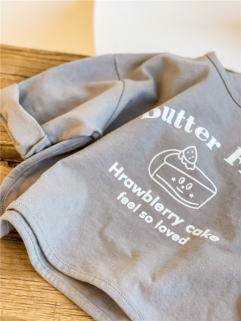 -キッズ ショートケーキ Tシャツ - mamahalo shop - 長袖Tシャツ -  べビー服 - 子供服 - 男の子 - 女の子