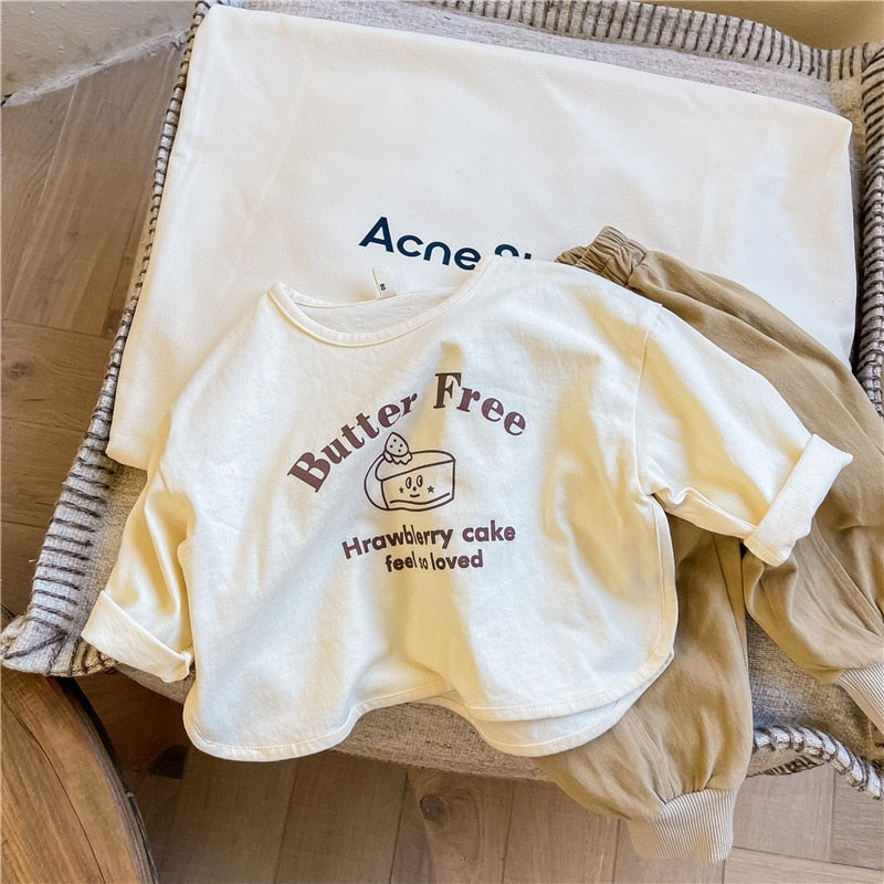 -キッズ ショートケーキ Tシャツ - mamahalo shop - 長袖Tシャツ -  べビー服 - 子供服 - 男の子 - 女の子