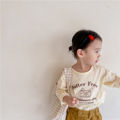 -キッズ ショートケーキ Tシャツ - mamahalo shop - 長袖Tシャツ -  べビー服 - 子供服 - 男の子 - 女の子