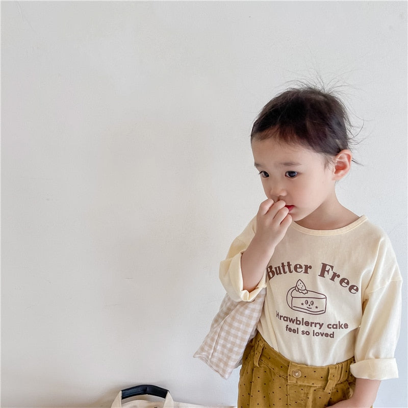 -キッズ ショートケーキ Tシャツ - mamahalo shop - 長袖Tシャツ -  べビー服 - 子供服 - 男の子 - 女の子