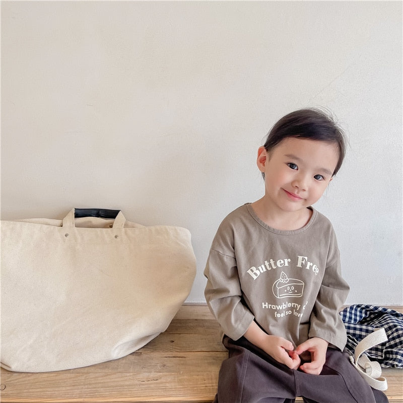-キッズ ショートケーキ Tシャツ - mamahalo shop - 長袖Tシャツ -  べビー服 - 子供服 - 男の子 - 女の子
