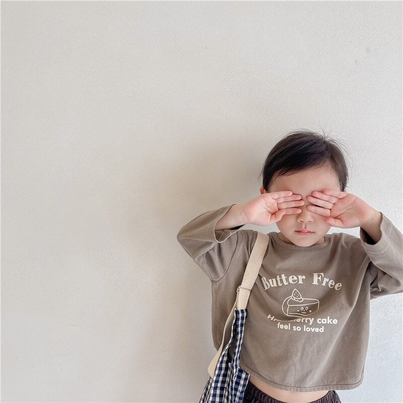 -キッズ ショートケーキ Tシャツ - mamahalo shop - 長袖Tシャツ -  べビー服 - 子供服 - 男の子 - 女の子