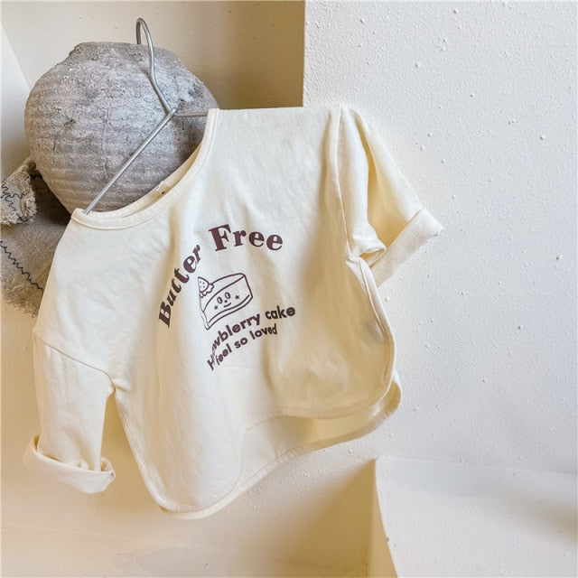 -キッズ ショートケーキ Tシャツ - mamahalo shop - 長袖Tシャツ -  べビー服 - 子供服 - 男の子 - 女の子