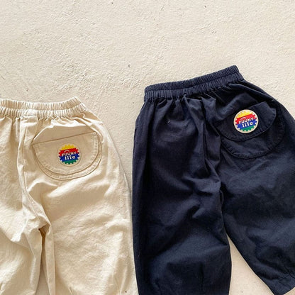 ロングパンツ・スウェットパンツ キッズ レインボー パッチ ルーズ パンツ【mh0001478】