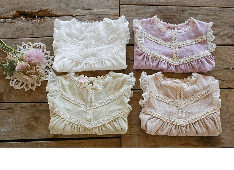 タンクトップ・キャミソール・ノースリーブトップス キッズ レース フリル フライングスリーブ チュニック ブラウス トップス【mh0001926】