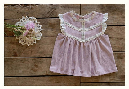 タンクトップ・キャミソール・ノースリーブトップス キッズ レース フリル フライングスリーブ チュニック ブラウス トップス【mh0001926】