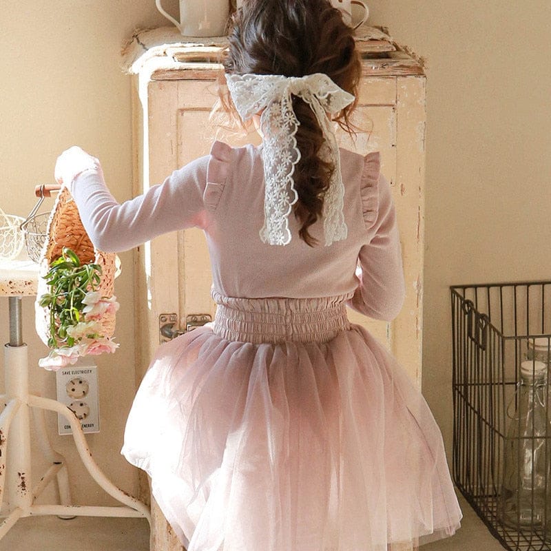 長袖Tシャツ Pink / 24M 90cm キッズ ショルダー ラッフルフリル 長袖 Tシャツ トップス【mh0001526】