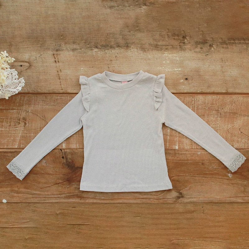 長袖Tシャツ キッズ ショルダー ラッフルフリル 長袖 Tシャツ トップス【mh0001526】