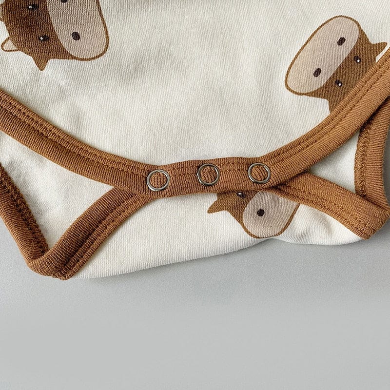 半袖ロンパース ベビー 牛 COW 半袖ロンパース 帽子セット【mh0000042】