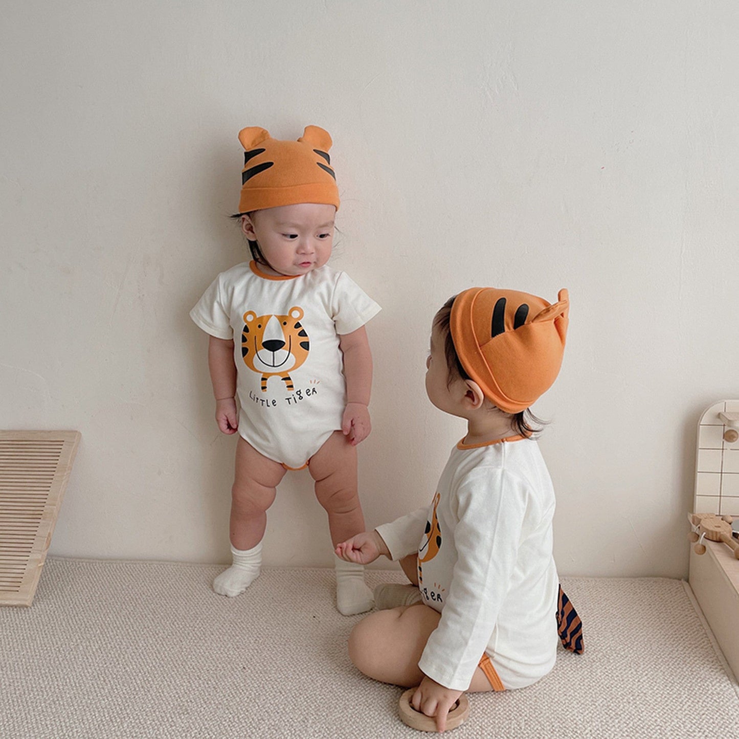 半袖ロンパース ベビー タイガー 虎 長袖 半袖 しっぽ付き ロンパース【mh0000711】
