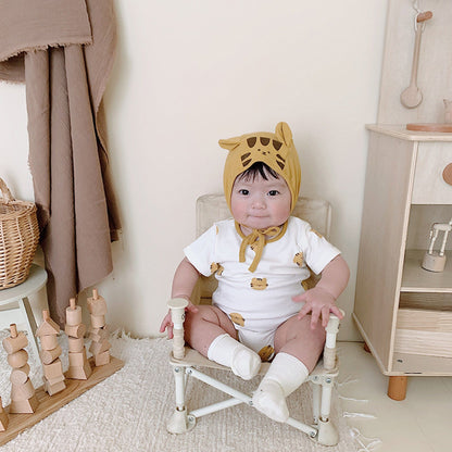 半袖ロンパース ベビー タイガー 虎 半袖 ロンパース 耳帽子 セット【mh0000744】
