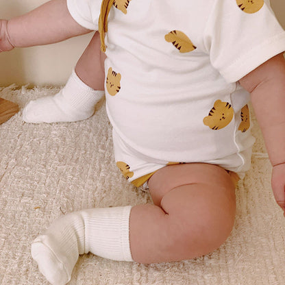 半袖ロンパース ベビー タイガー 虎 半袖 ロンパース 耳帽子 セット【mh0000744】