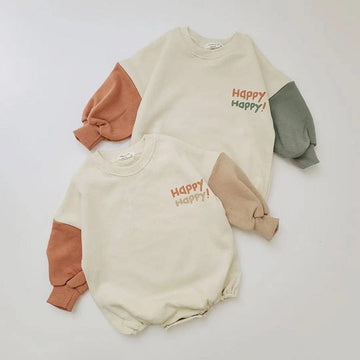 長袖ロンパース ベビー レターロゴ 長袖 ルーズ ロンパース【mh0000979】