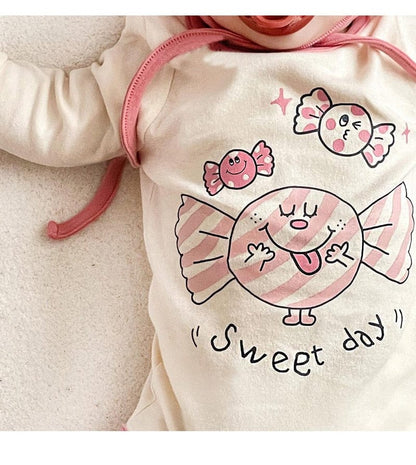 長袖ロンパース ベビー キャンディ 長袖 ロンパース 帽子 セット コスチューム【mh0001590】