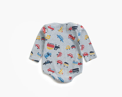 長袖ロンパース ベビー ポテト くるま プリント 長袖 ロンパース【mh0000468】