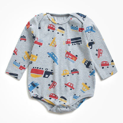 長袖ロンパース ベビー ポテト くるま プリント 長袖 ロンパース【mh0000468】