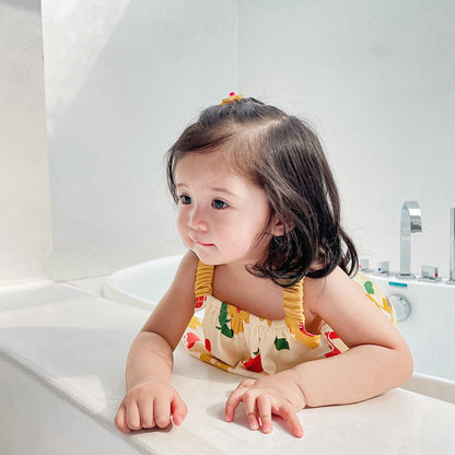 ノースリーブセットアップ ベビー フラワー セットアップ キャミソール トップス ブルマ パンツ【mh0000709】