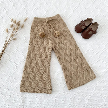 ロングパンツ・スウェットパンツ Brown / 24M 90cm キッズ ニット ワイドレッグパンツ フレアパンツ【mh0001061】