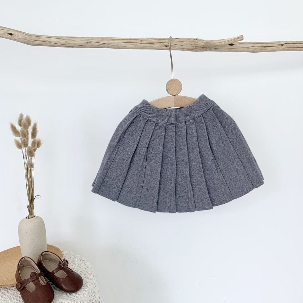 スカート Gray / 90cm ベビー キッズ ニット プリーツ スカート【mh0000895】