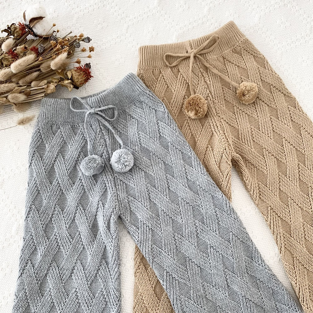 ロングパンツ・スウェットパンツ キッズ ニット ワイドレッグパンツ フレアパンツ【mh0001061】