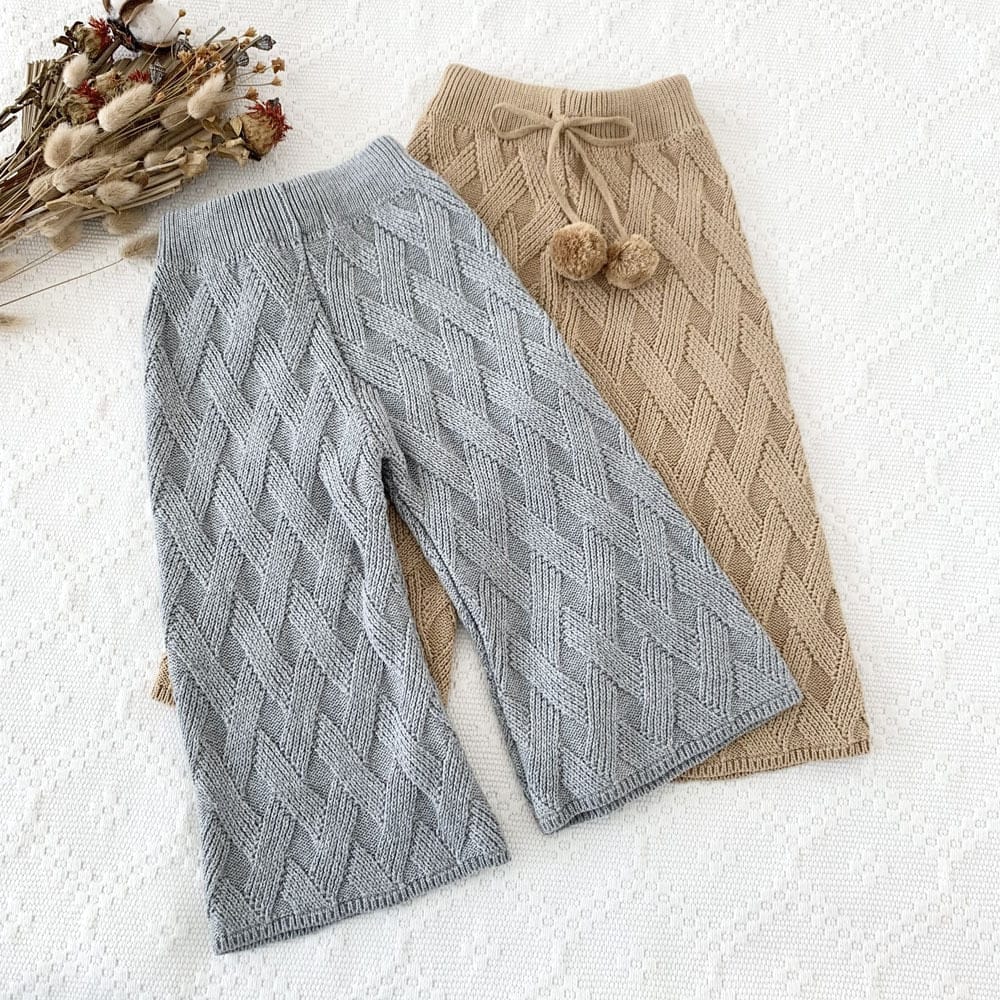 ロングパンツ・スウェットパンツ キッズ ニット ワイドレッグパンツ フレアパンツ【mh0001061】