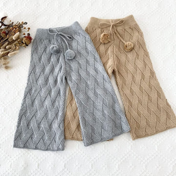 ロングパンツ・スウェットパンツ キッズ ニット ワイドレッグパンツ フレアパンツ【mh0001061】