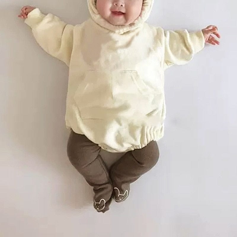 長袖ロンパース Beige / 73cm ベビー くま耳 フーディ 長袖 ロンパース【mh0001248】