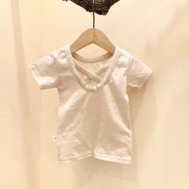 半袖ロンパース Khaki T-Shirt / 6M 66cm ベビー ギンガム バッククロス ロンパース トップス【mh0000526】