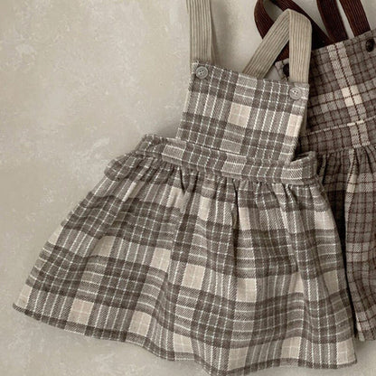 ノースリーブワンピース ベビー キッズ チェック サスペンダー スカート ジャンパースカート【mh0000684】